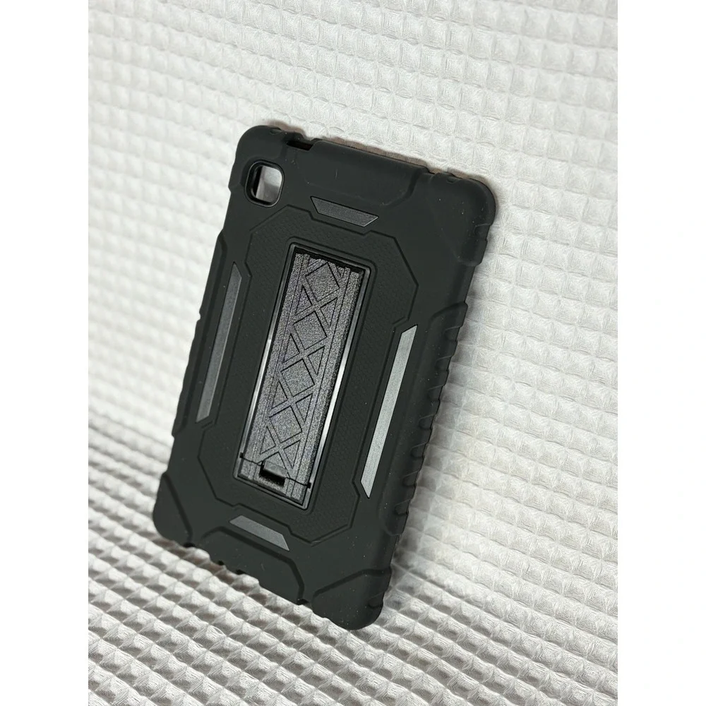 Black Rugged Shockproof Silicone Tablet Case with Integrated Stand